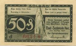 Suderode (Bad) (heute: Quedlinburg) - Gemeinde - 13.5.1921 - 50 Pfennig