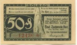 Suderode (Bad) (heute: Quedlinburg) - Gemeinde - 13.5.1921 - 50 Pfennig
