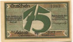 Suderode (Bad) (heute: Quedlinburg) - Gemeinde - 13.5.1921 - 75 Pfennig