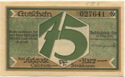 Suderode (Bad) (heute: Quedlinburg) - Gemeinde - 13.5.1921 - 75 Pfennig