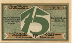 Suderode (Bad) (heute: Quedlinburg) - Gemeinde - 13.5.1921 - 75 Pfennig