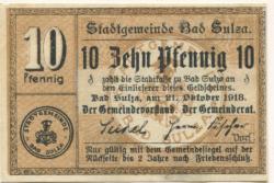 Sulza (Bad) - Stadt - 21.10.1918 - 10 Pfennig