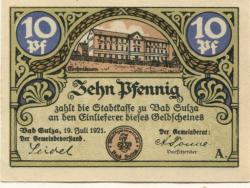 Sulza (Bad) - Stadt - 19.7.1921 - 31.12.1922 - 10 Pfennig
