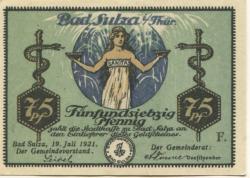 Sulza (Bad) - Stadt - 19.7.1921 - 31.12.1922 - 75 Pfennig 