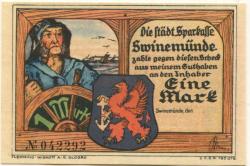 Swinemünde (heute: PL-Swinoujscie) - Städtische Sparkasse - -- - 1 Mark