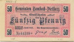 Tambach und Dietharz - Gemeinden - April 1917 - 50 Pfennig 