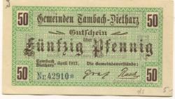 Tambach und Dietharz - Gemeinden - April 1917 - 50 Pfennig 