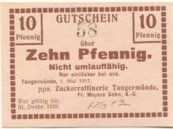 Tangermünde - Meyer's Sohn, F., Zuckerraffinereie AG - 1.5.1917 - 10 Pfennig 