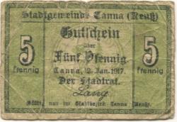 Tanna - Stadt - 12.1.1917 - 5 Pfennig 