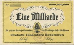 Tannenberg - Girokasse - -- - 1 Milliarde Mark