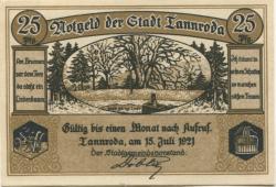 Tannroda - Stadt - 15.7.1921 - 25 Pfennig 