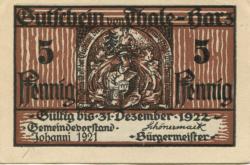 Thale - Stadt - 24.6.1921 - 31.12.1922 - 5 Pfennig