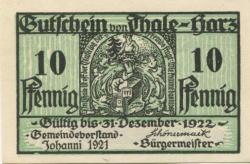 Thale - Stadt - 24.6.1921 - 31.12.1922 - 10 Pfennig