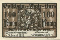 Thale - Stadt - 24.6.1921 - 31.12.1922 - 100 Pfennig