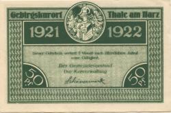 Thale - Stadt - 1921 - 1922 - 50 Pfennig