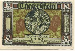 Thale - Stadt - 1921 - 3 Mark