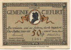Tiefurt (heute: Weimar) - Gemeinde - 1.8.1921 - 1.7.1922 - 50 Pfennig