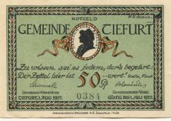 Tiefurt (heute: Weimar) - Gemeinde - 1.8.1921 - 1.7.1922 - 50 Pfennig