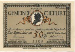 Tiefurt (heute: Weimar) - Gemeinde - 1.8.1921 - 1.7.1922 - 50 Pfennig
