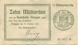 Tiengen (heute: Waldshut-Tiengen) - Stadt - 26.10.1923 - 10 Milliarden Mark
