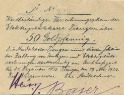 Tiengen (heute: Waldshut-Tiengen) - Elektrizitätskasse - 17.11.1923 - 31.12.1923 - 1 Gold-Mark