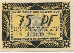 Tilsit (heute: R-Sowetsk) - Stadt - 12.11.1921 - 75 Pfennig