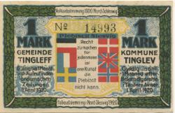 Tingleff (heute: DK-Tinglev) - Gemeinde - 1.4.1920 - 1 Mark