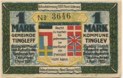 Tingleff (heute: DK-Tinglev) - Gemeinde - 1.4.1920 - 1 Mark