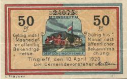Tingleff (heute: DK-Tinglev) - Gemeinde - 10.4.1920 - 50 Pfennig