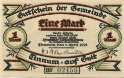 Tinnum (heute: Gemeinde Sylt) - Gemeinde - 1.4.1921 - 1 Mark