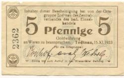 Todtnau - Zentralverband des badischen Einzelhandels, Ortsgruppe Todtnau - 15.11.1923 - 5 Gold-Pfennig