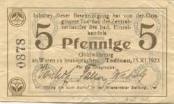 Todtnau - Zentralverband des badischen Einzelhandels, Ortsgruppe Todtnau - 15.11.1923 - 5 Gold-Pfennig