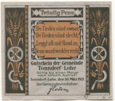 Tonndorf-Lohe (heute: Hamburg) - Gemeinde - 10.3.1921 - 20 Pfennig