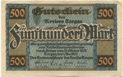 Torgau - Kreis - 1.11.1922 - 500 Mark