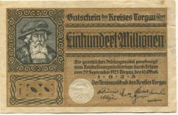 Torgau - Kreis - 10.10.1923 - 100 Millionen Mark