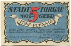 Torgau - Stadt - 10.2.1921 - 5 Pfennig