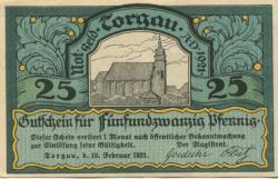 Torgau - Stadt - 10.2.1921 - 25 Pfennig