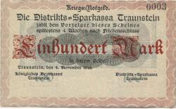 Traunstein - Königliches Bezirksamt und Districts-Sparkassa - 4.11.1918 - 100 Mark 