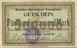 Traunstein - Bezirks-Sparkassa - 10.8.1923 - 500000 Mark