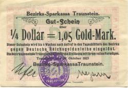 Traunstein - Bezirks-Sparkassa - 30.10.1923 - 1.05 Gold-Mark