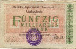 Traunstein - Bezirks-Sparkassa - 31.10.1923 - 50 Milliarden Mark