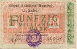 Traunstein - Bezirks-Sparkassa - 31.10.1923 - 50 Milliarden Mark 