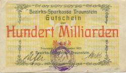 Traunstein - Bezirks-Sparkassa - 3.11.1923 - 100 Milliarden Mark