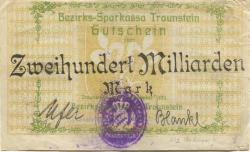 Traunstein - Bezirks-Sparkassa - 3.11.1923 - 200 Milliarden Mark
