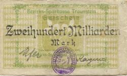 Traunstein - Bezirks-Sparkassa - 3.11.1923 - 200 Milliarden Mark