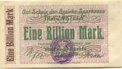 Traunstein - Bezirks-Sparkassa - 9.11.1923 - 1 Billion Mark