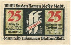 Treffurt - Stadt - 1.6.1921 - 1.2.1922 - 25 Pfennig