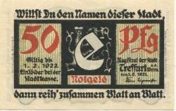 Treffurt - Stadt - 1.6.1921 - 1.2.1922 - 50 Pfennig
