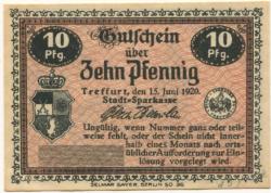 Treffurt - Stadt-Sparkasse - 15.6.1920 - 10 Pfennig