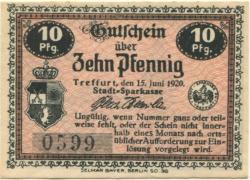 Treffurt - Stadt-Sparkasse - 15.6.1920 - 10 Pfennig